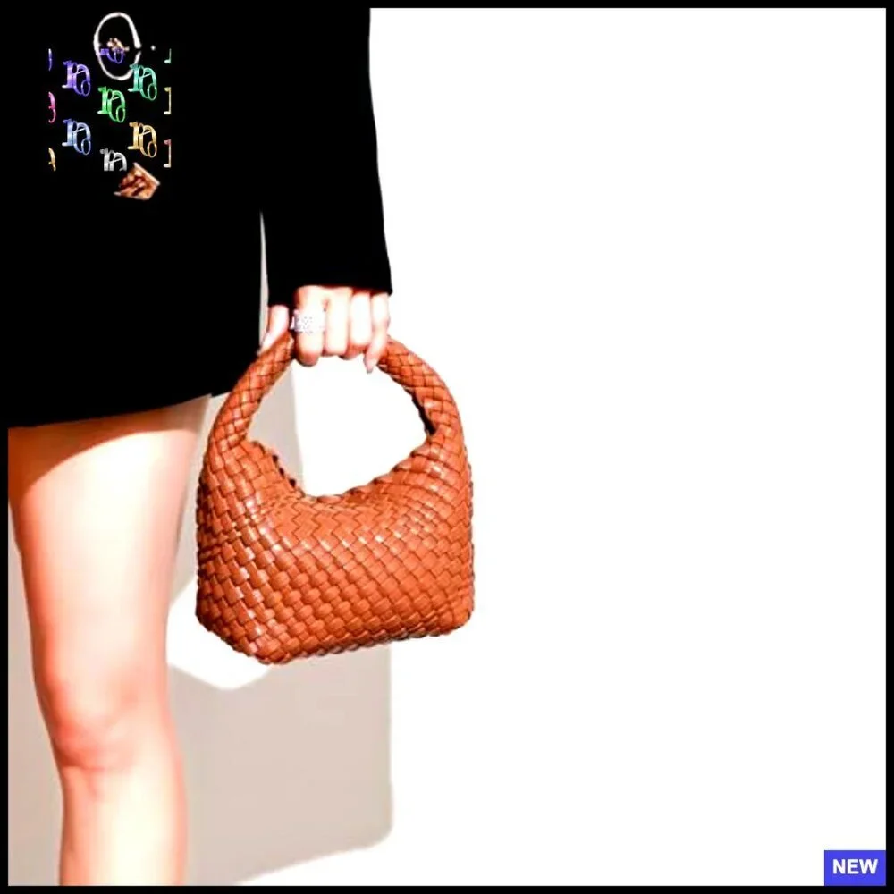 Woven Vegan Leather Hobo Bag Set Adjustable Crossbody Lightweight Elegant Retro